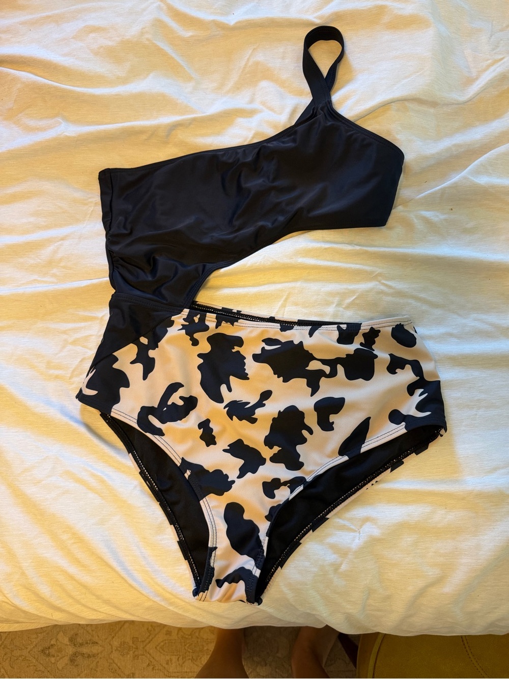 Pink Lily Black Top with Cream & Black Print Bottom